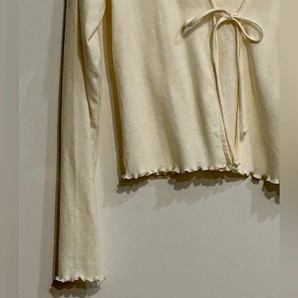 cream front-tie cardigan